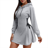 Women's Slim Waist Drawstring Hooded Dress