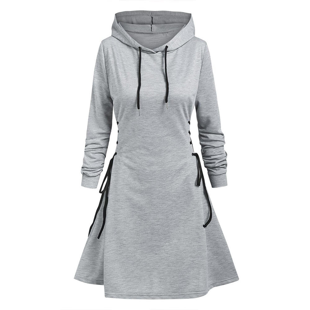 Women's Slim Waist Drawstring Hooded Dress