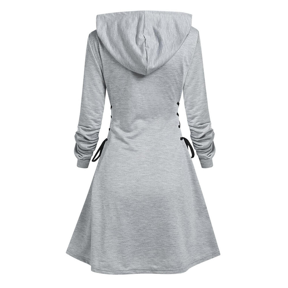 Women's Slim Waist Drawstring Hooded Dress