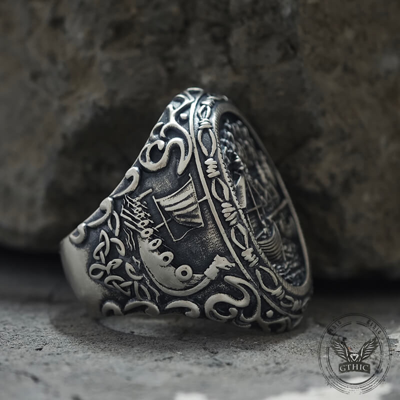 Wooden House Sterling Silver Viking Ring
