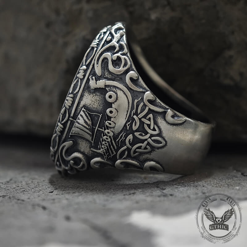 Wooden House Sterling Silver Viking Ring