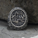 Wooden House Sterling Silver Viking Ring