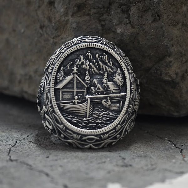 Valknut Keltischer Triquetra-Knoten-Wikingerring aus Sterlingsilber