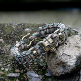 Woven Alloy Skull Paracord Bracelet | Gthic.com