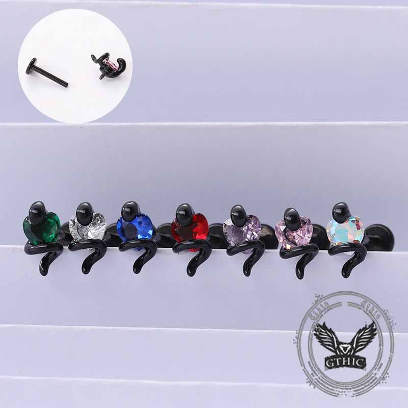 Wrapped Heart G23 Titanium Alloy Lip Stud Earrings 02 | Gthic.com