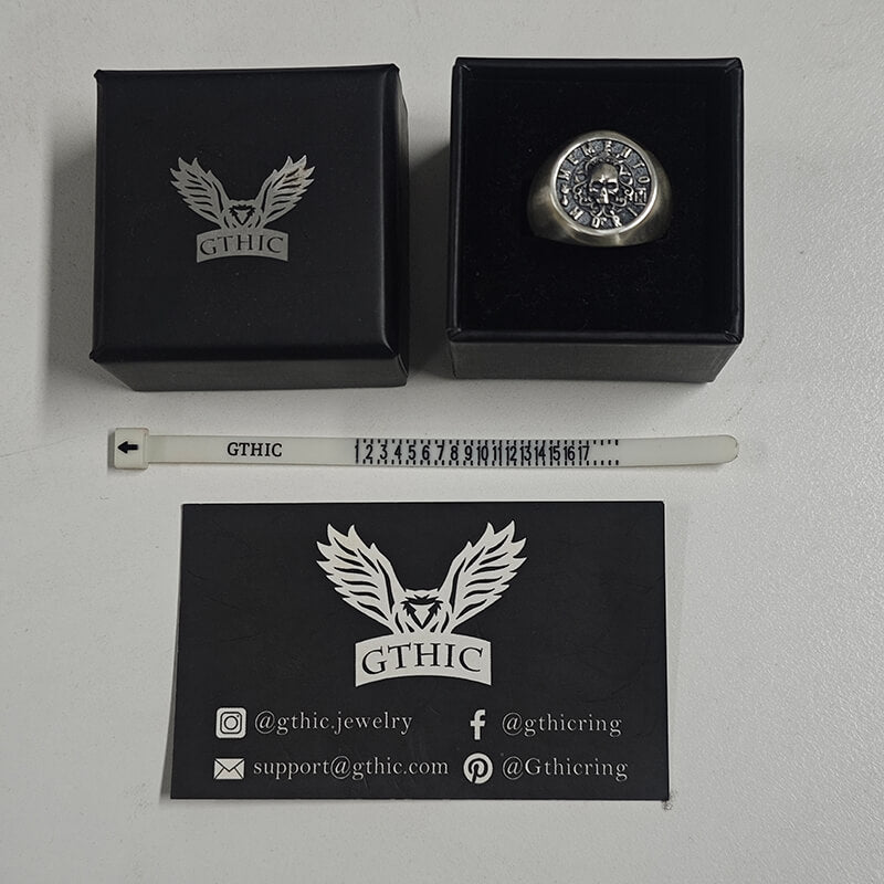 Wreath Skull Memento Mori Letters Sterling Silver Ring