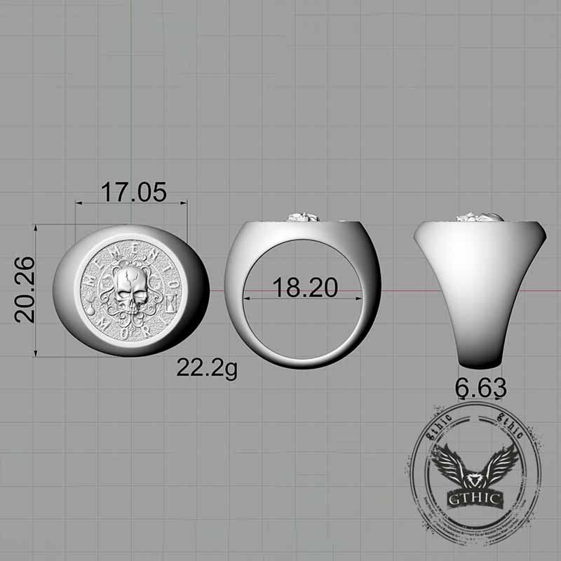 Wreath Skull Memento Mori Letters Sterling Silver Ring