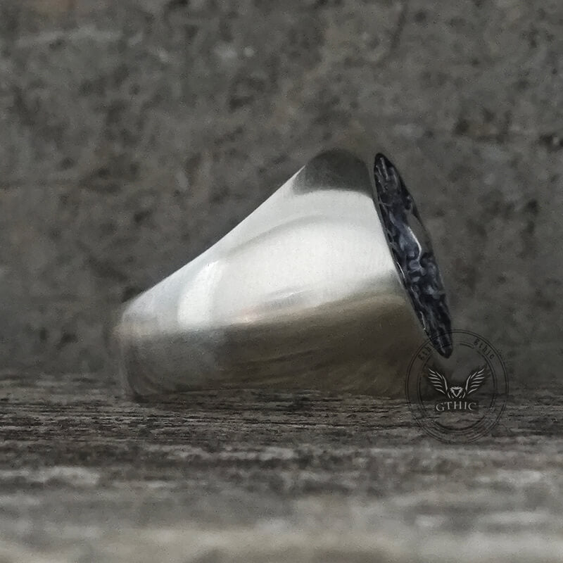 Wreath Skull Memento Mori Letters Sterling Silver Ring