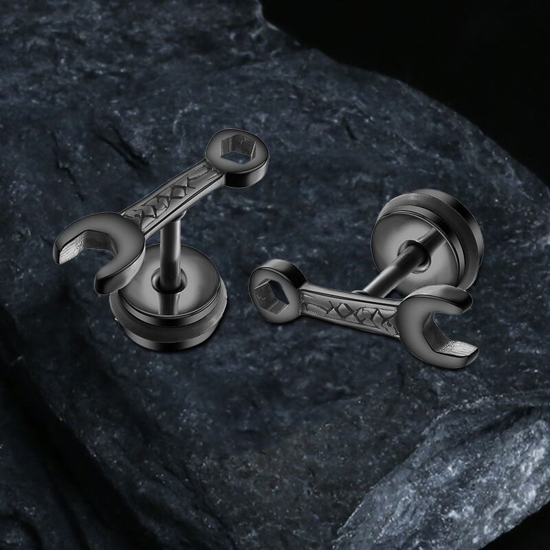 Wrench Shape Stainless Steel Stud Earring 05 | Gthic.com