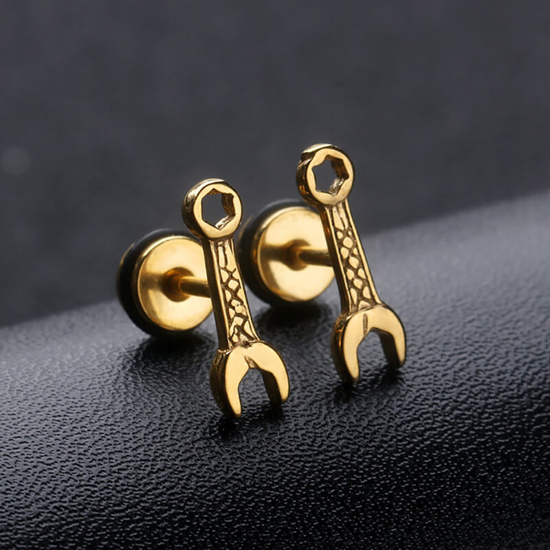 Wrench Shape Stainless Steel Stud Earring 03 | Gthic.com