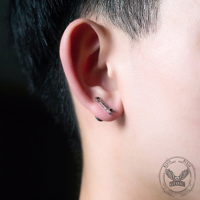 Wrench Shape Stainless Steel Stud Earring 02| Gthic.com