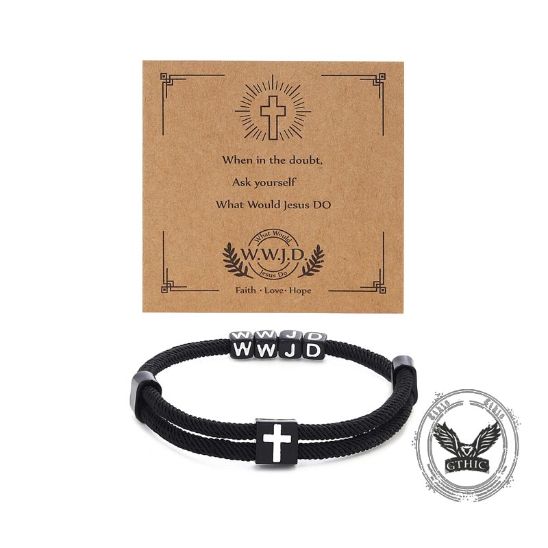 WWJD Letter Cross Adjustable Nylon Bracelet 02 | Gthic.com
