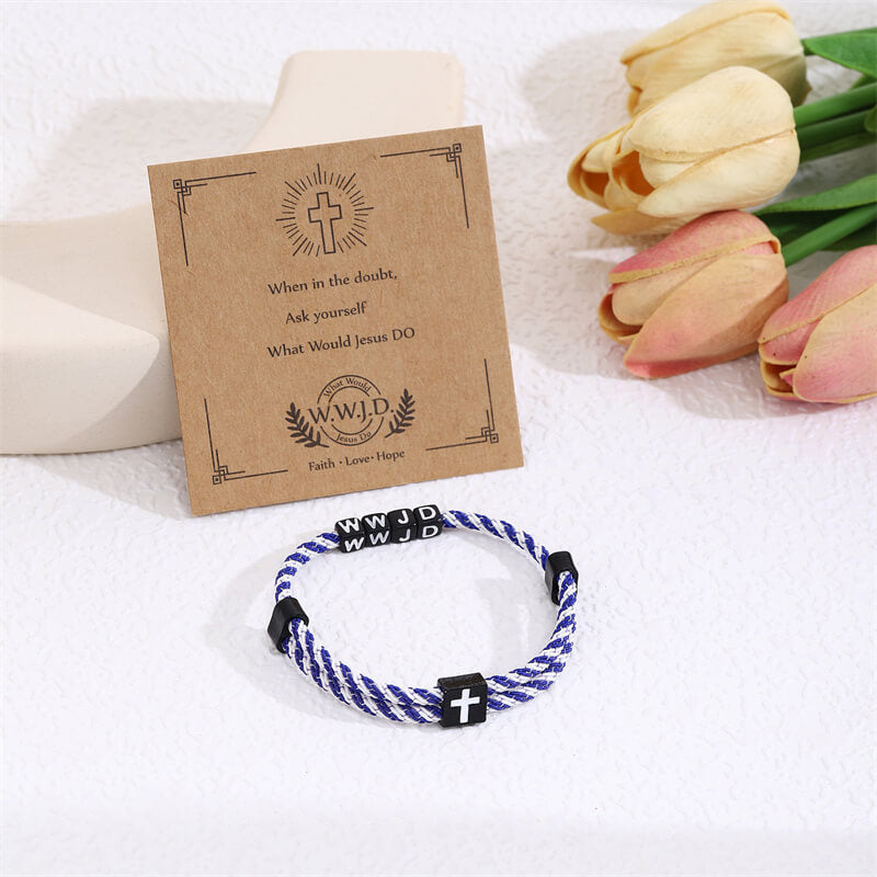 WWJD Letter Cross Adjustable Nylon Bracelet