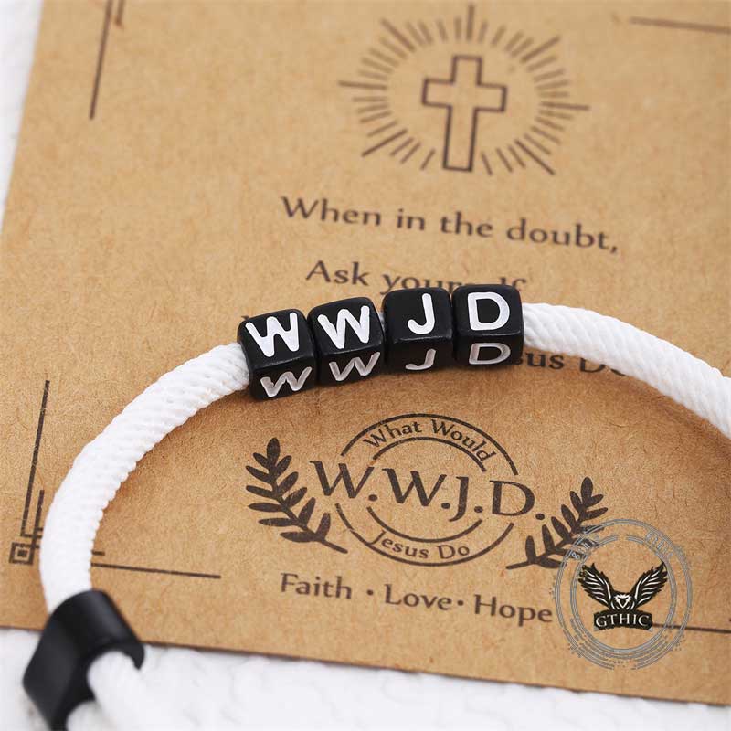 WWJD Letter Cross Adjustable Nylon Bracelet