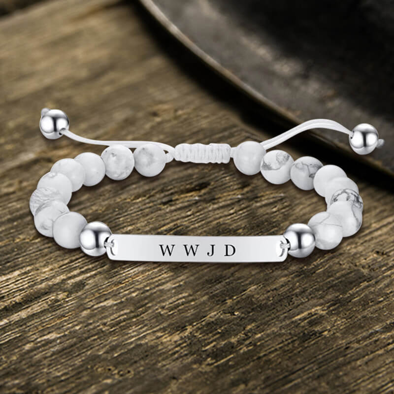 WWJD Letter Stainless Steel Adjustable Beaded Bracelet