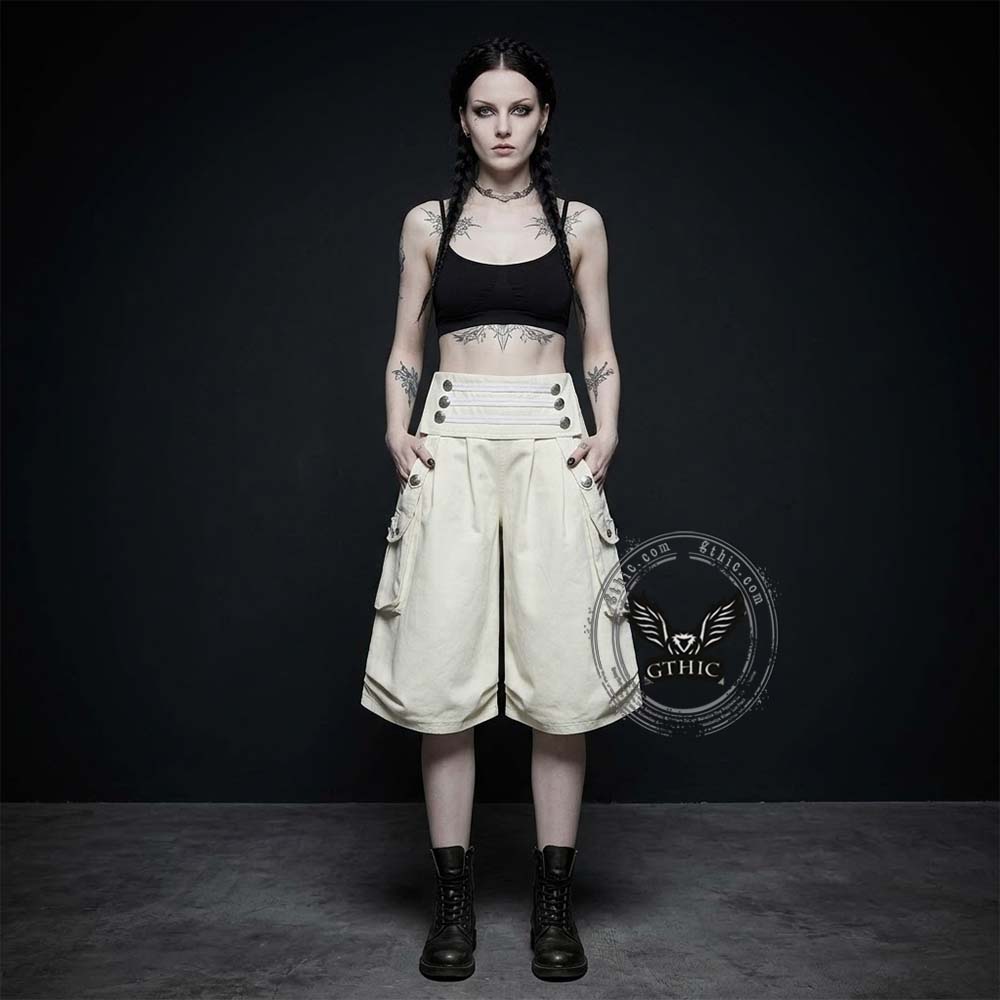 Y2K America Large Pockets Wide Leg Cargo Shorts | Gthic.com