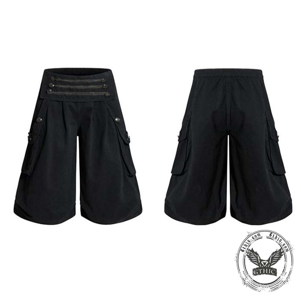 Y2K America Large Pockets Wide Leg Cargo Shorts