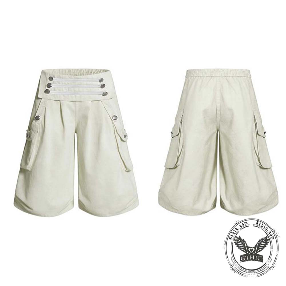 Y2K America Large Pockets Wide Leg Cargo Shorts