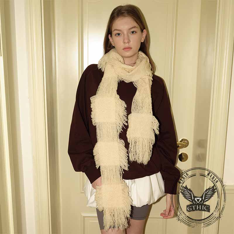 Y2K Beggar-Style Hole Wool Blend Knitted Scarf