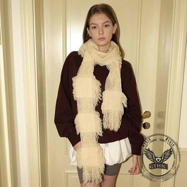 Y2K Beggar-Style Hole Wool Blend Knitted Scarf