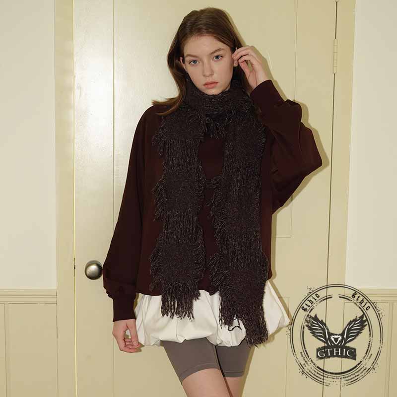 Y2K Beggar-Style Hole Wool Blend Knitted Scarf