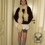 Y2K Beggar-Style Hole Wool Blend Knitted Scarf