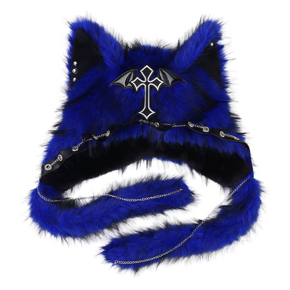 Y2K Cat Ears Crosses Gothic Plush Hat