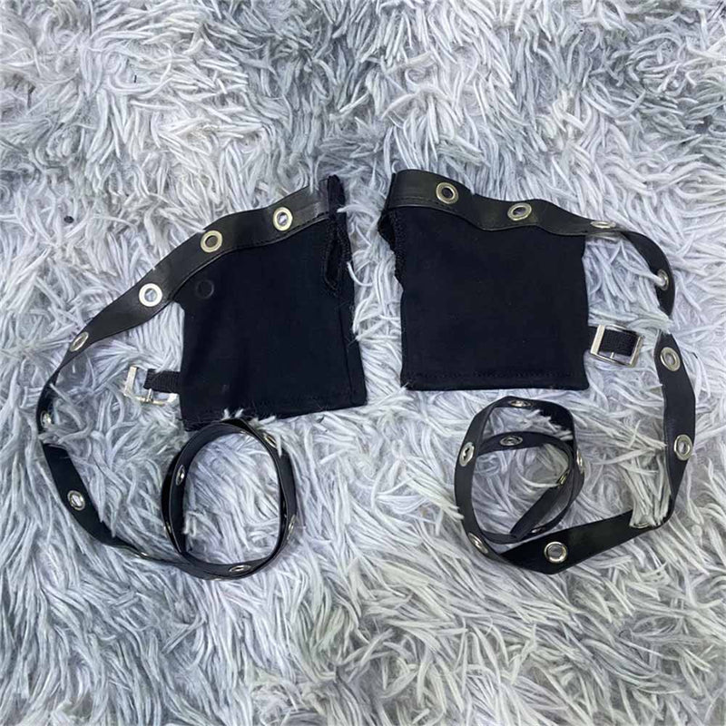 Y2K Gothic PU Strap Half-Finger Sleeve Gloves – GTHIC