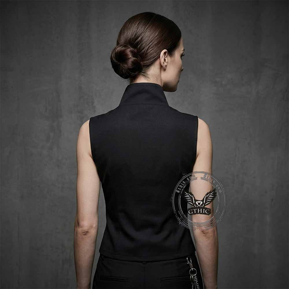 Y2K Gothic Rivet Slim Fit Zipper Vest | Gthic.com