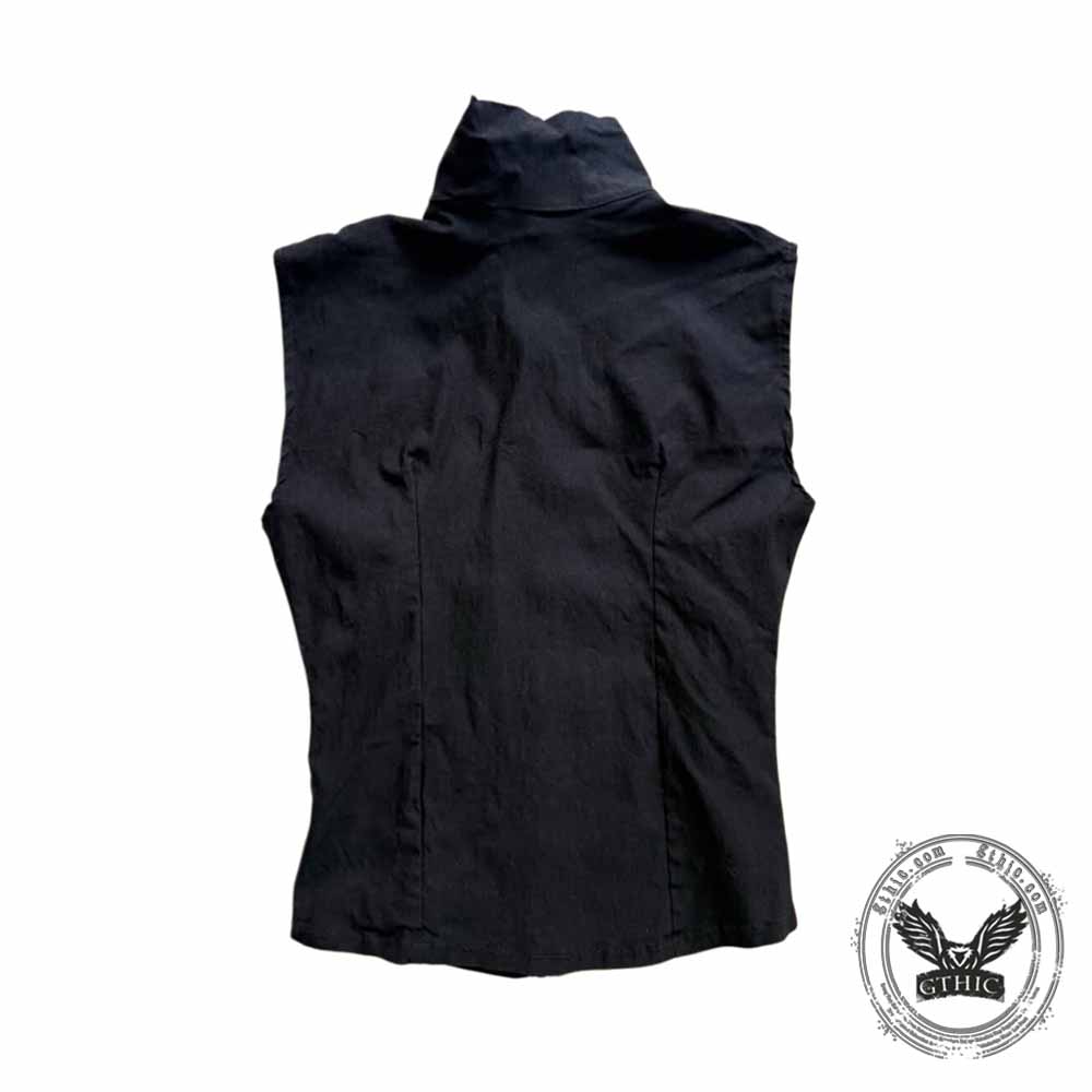 Y2K Gothic Rivet Slim Fit Zipper Vest