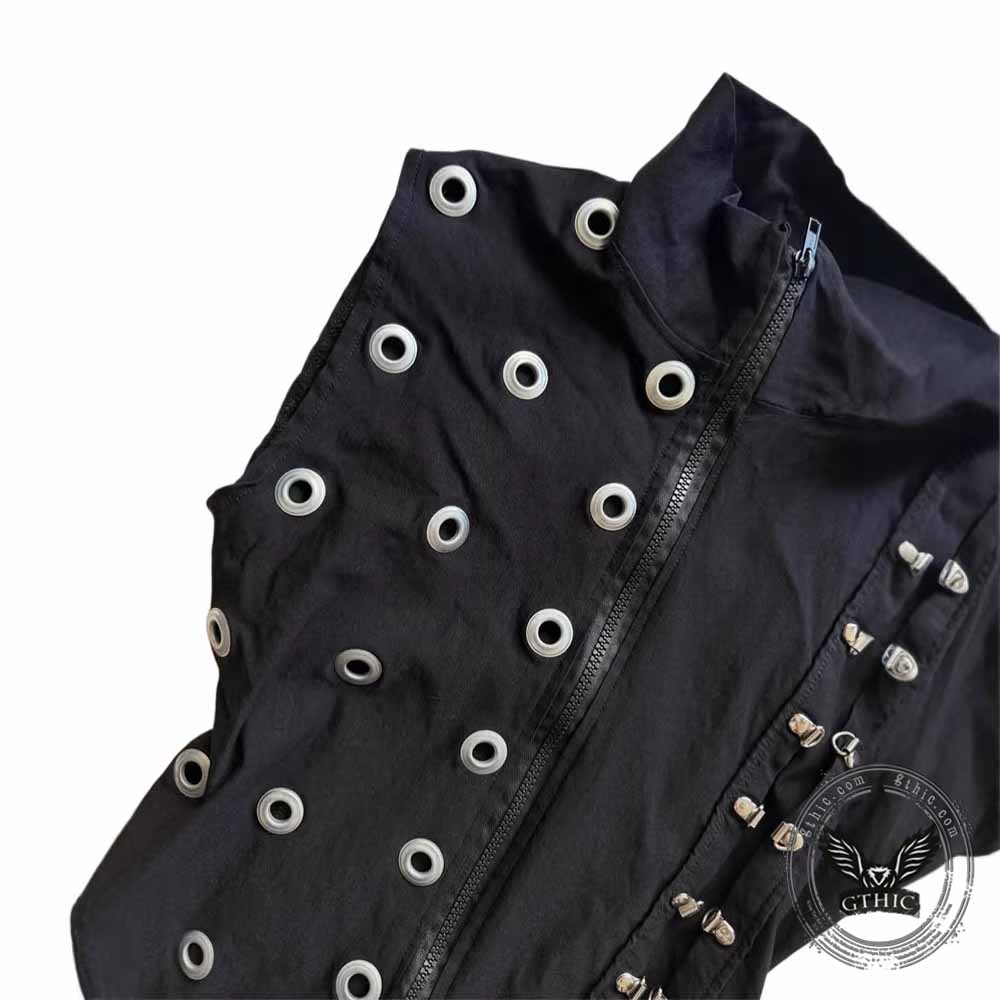 Y2K Gothic Rivet Slim Fit Zipper Vest