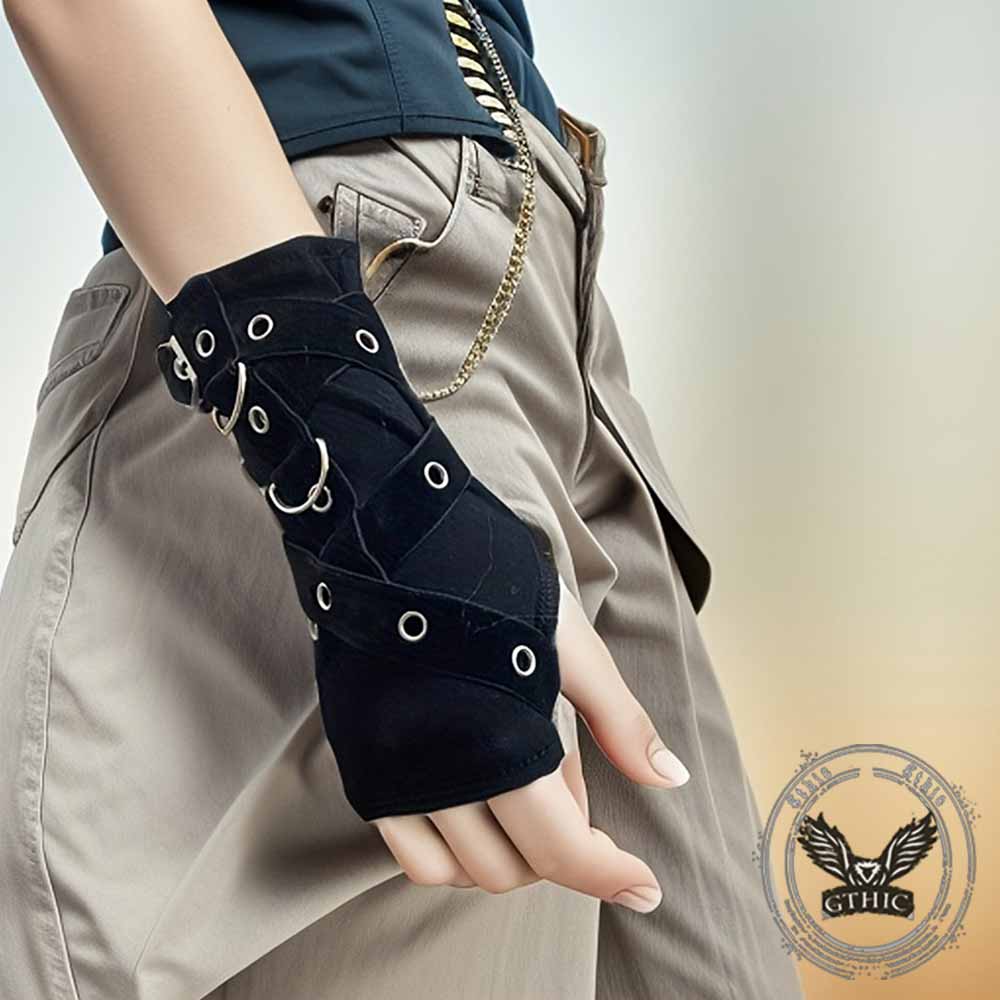 Y2K Gothic Short Half-Finger Sleeve Gloves | Gthic.com