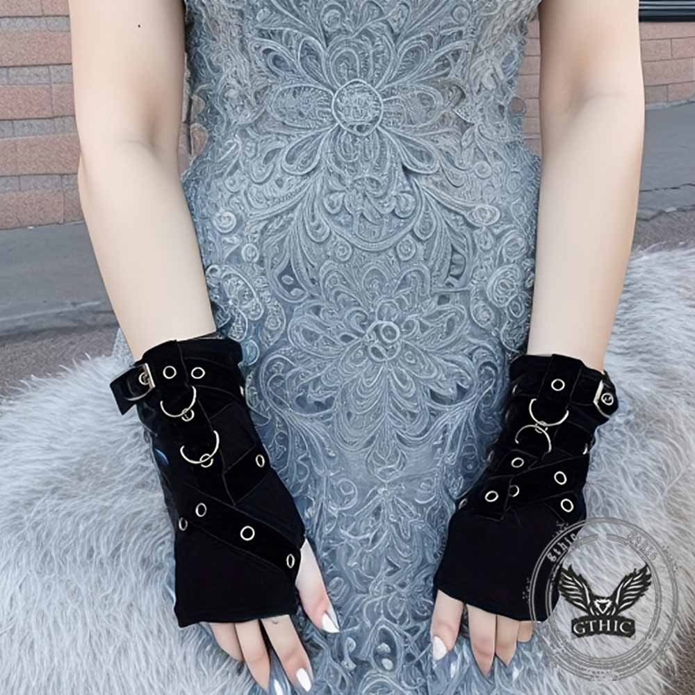 Y2K Gothic Short Half-Finger Sleeve Gloves | Gthic.com