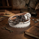 Y2K Gothic Skull Heart Claw PU Leather Studded Belt | Gthic.com