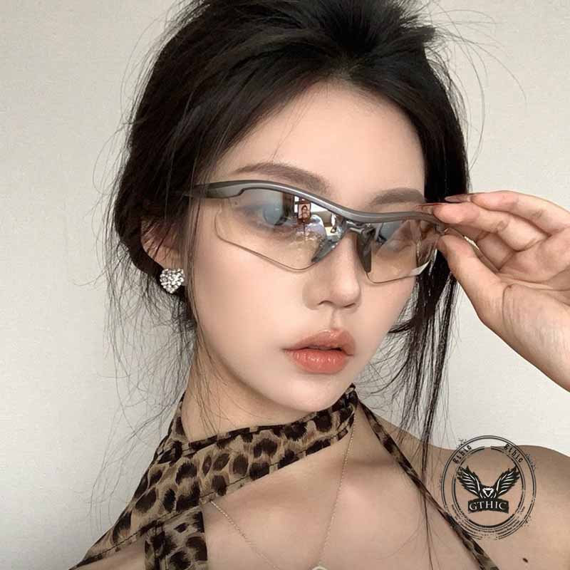 Y2K Half-Frame UV-Proof Outdoor Punk PC Sunglasses 02 | Gthic.com