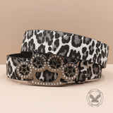 Y2K Leopard Gem Tiger Claw Buckle PU Leather Belt