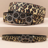 Y2K Leopard Gem Tiger Claw Buckle PU Leather Belt