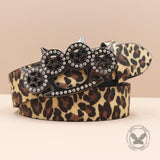Y2K Leopard Gem Tiger Claw Buckle PU Leather Belt