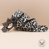 Y2K Leopard Gem Tiger Claw Buckle PU Leather Belt
