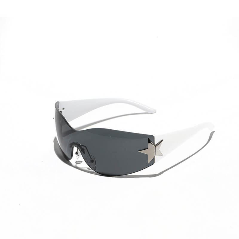 Y2K One-Piece Frameless Star Cycling PC Sunglasses | Gthic.com