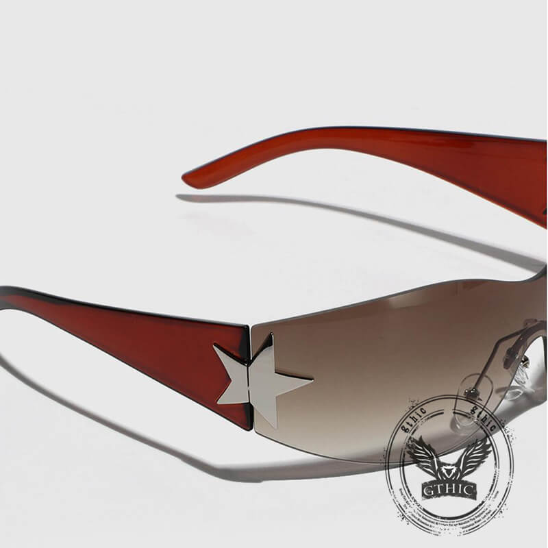Y2K One-Piece Frameless Star Cycling PC Sunglasses | Gthic.com