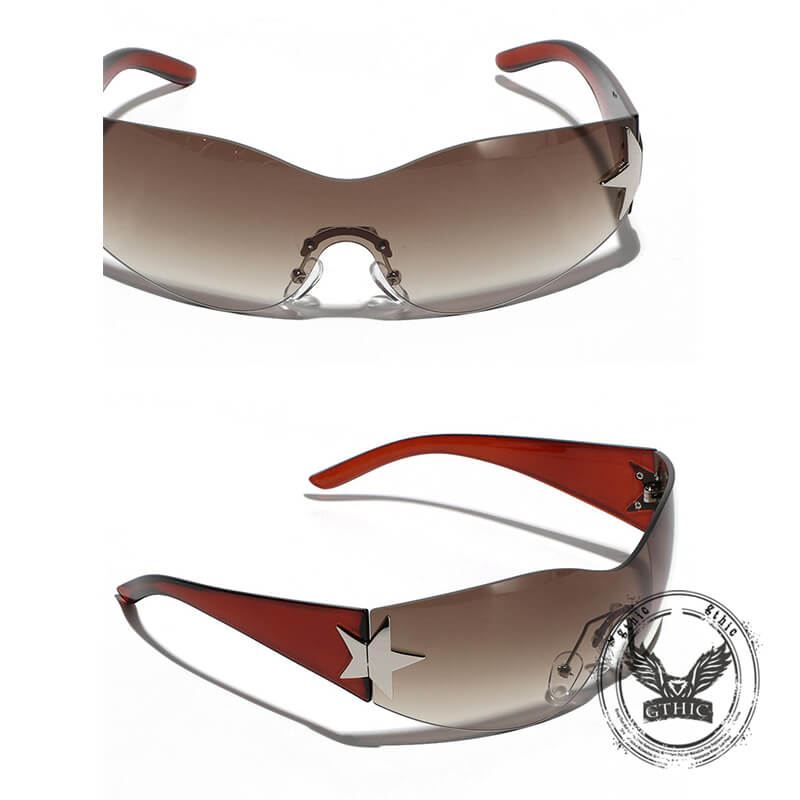 Y2K One-Piece Frameless Star Cycling PC Sunglasses | Gthic.com