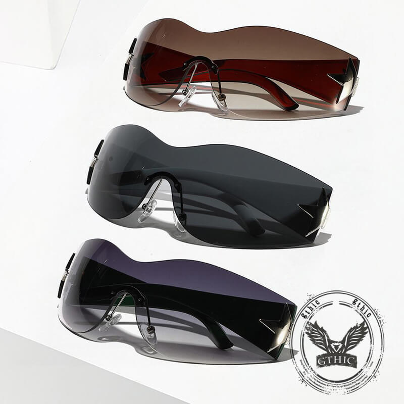 Y2K One-Piece Frameless Star Cycling PC Sunglasses | Gthic.com