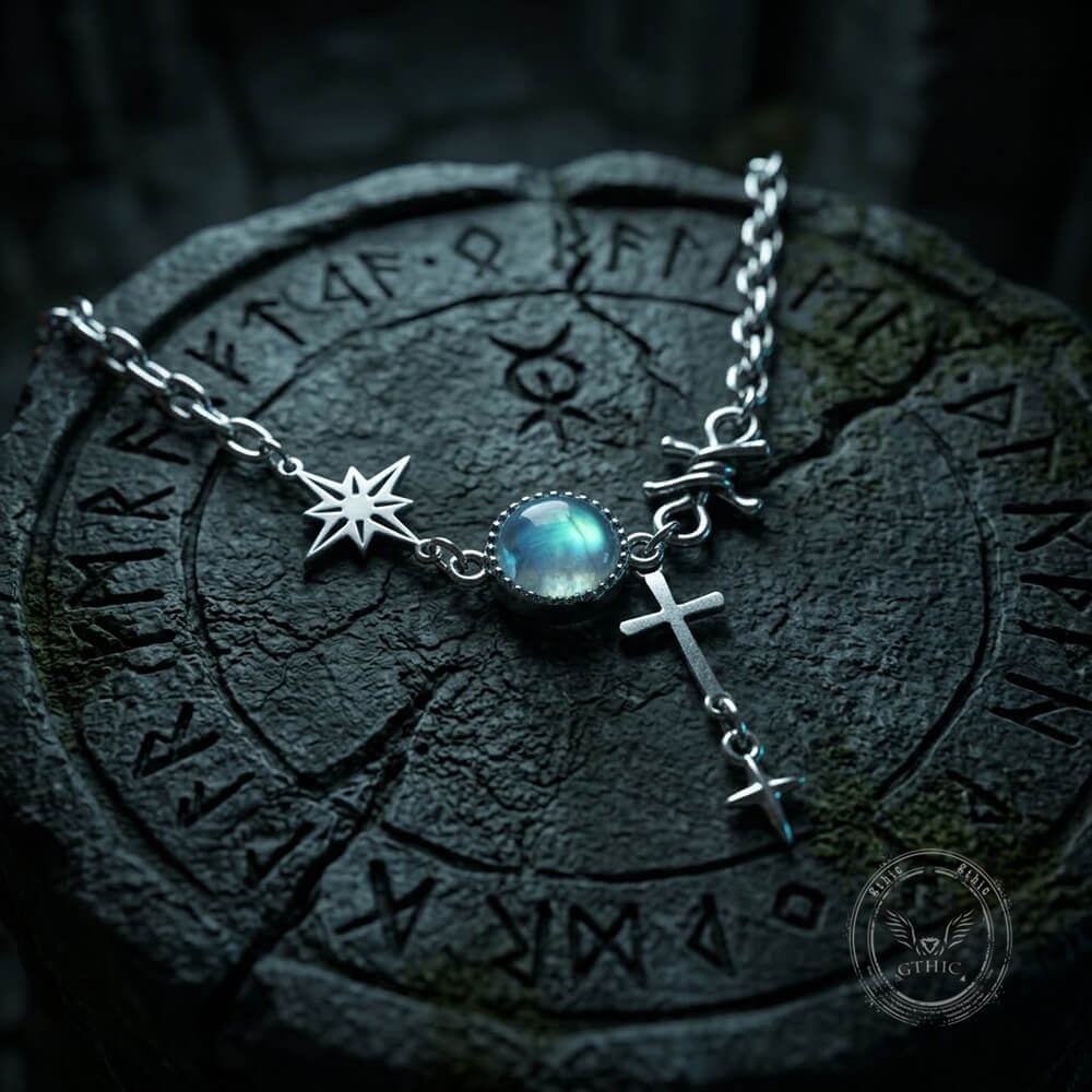 Y2K Polaris Cross Gem Stainless Steel Clavicle Necklace