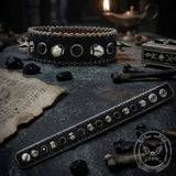 Y2K Spiked Rhinestone PU Leather Cuff Bracelet | Gthic.com