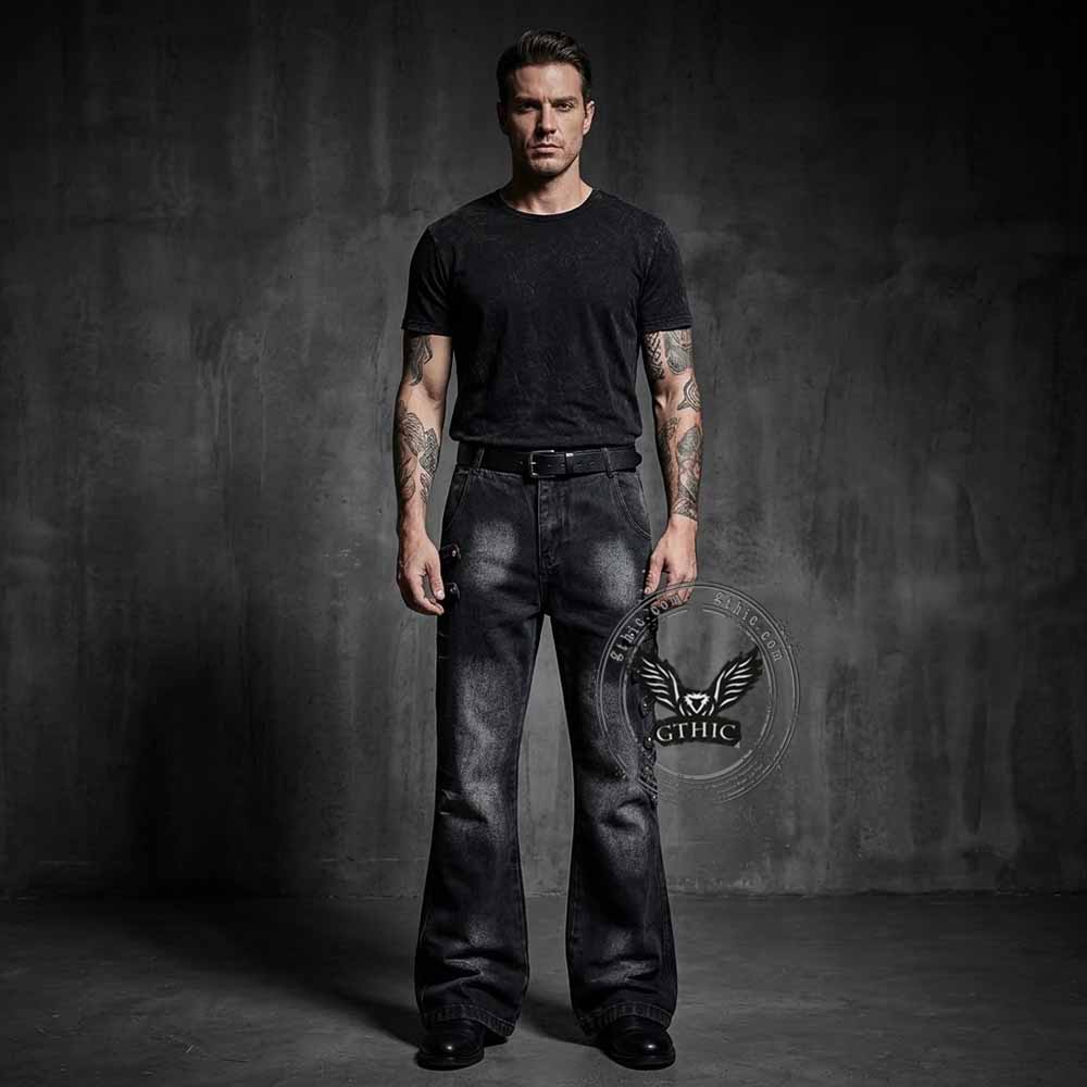 Y2K Street Strappy American-Style Bootcut Jeans | Gthic.com