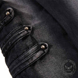Pantalon Punk Homme en Coton Imprimé Crâne Patch
