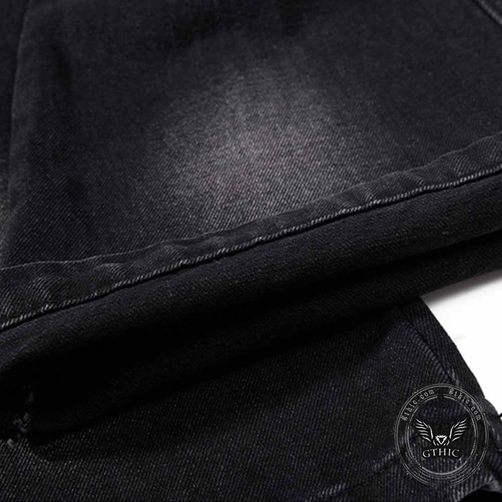 Pantalon Punk Homme en Coton Imprimé Crâne Patch