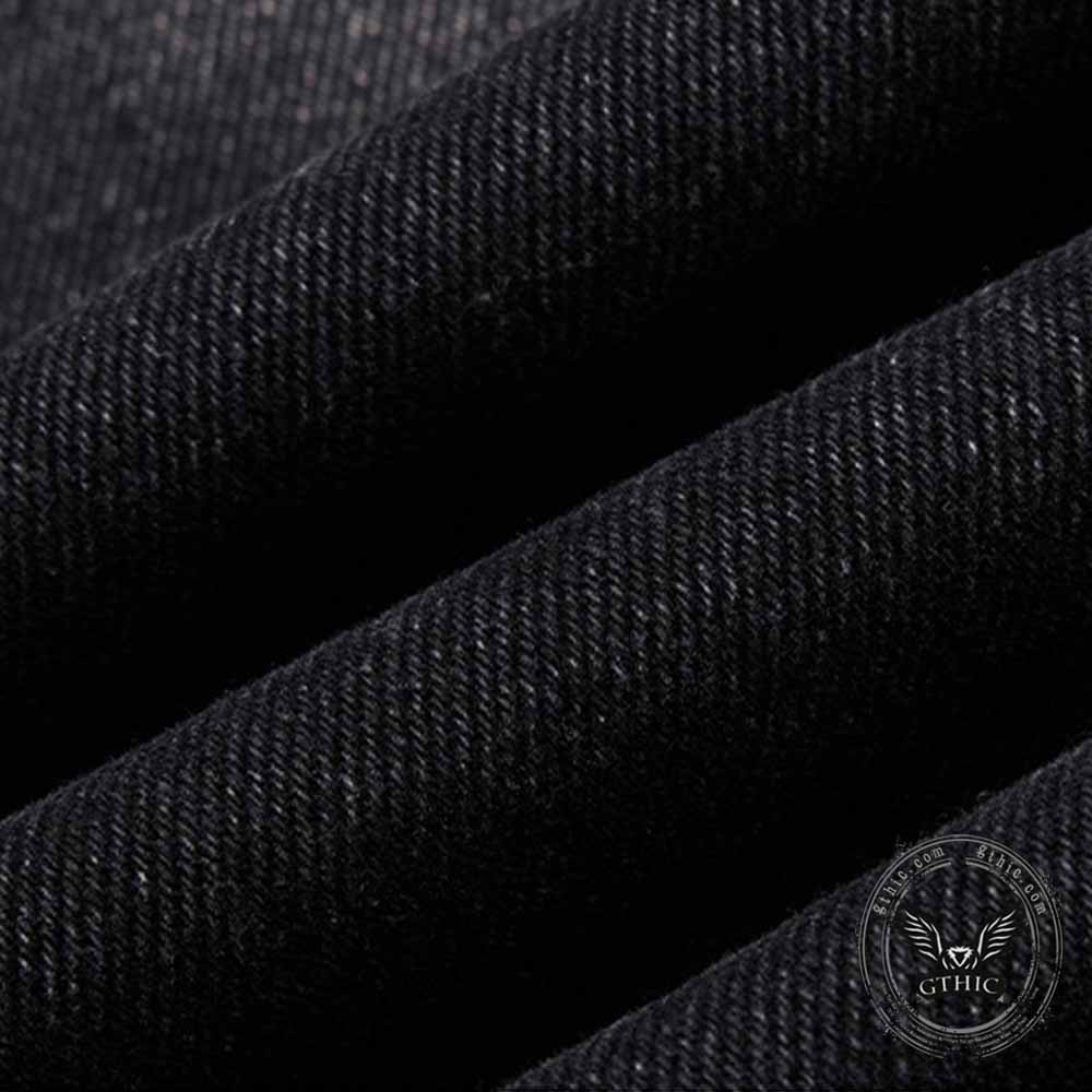 Pantalon Punk Homme en Coton Imprimé Crâne Patch