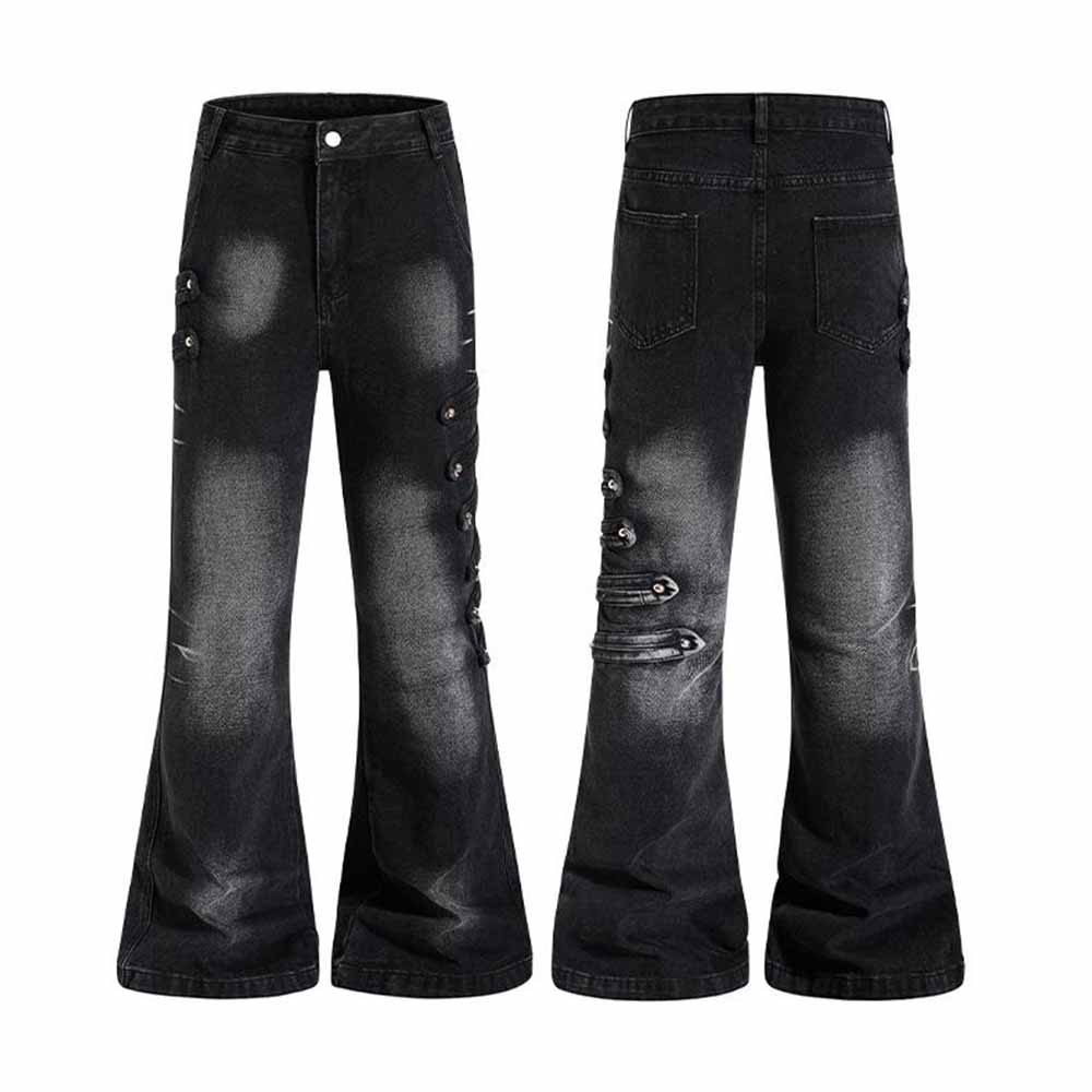 Pantalon Punk Homme en Coton Imprimé Crâne Patch